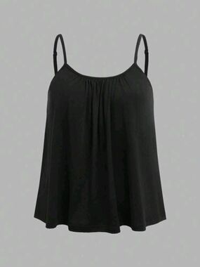 SHEIN Black Flowy Swing Camisole with Adjustable Straps
